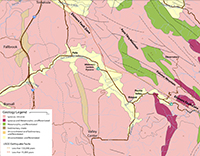 Regional geologic map around the Wilderness Gardens Preserve in northern San Diego County.